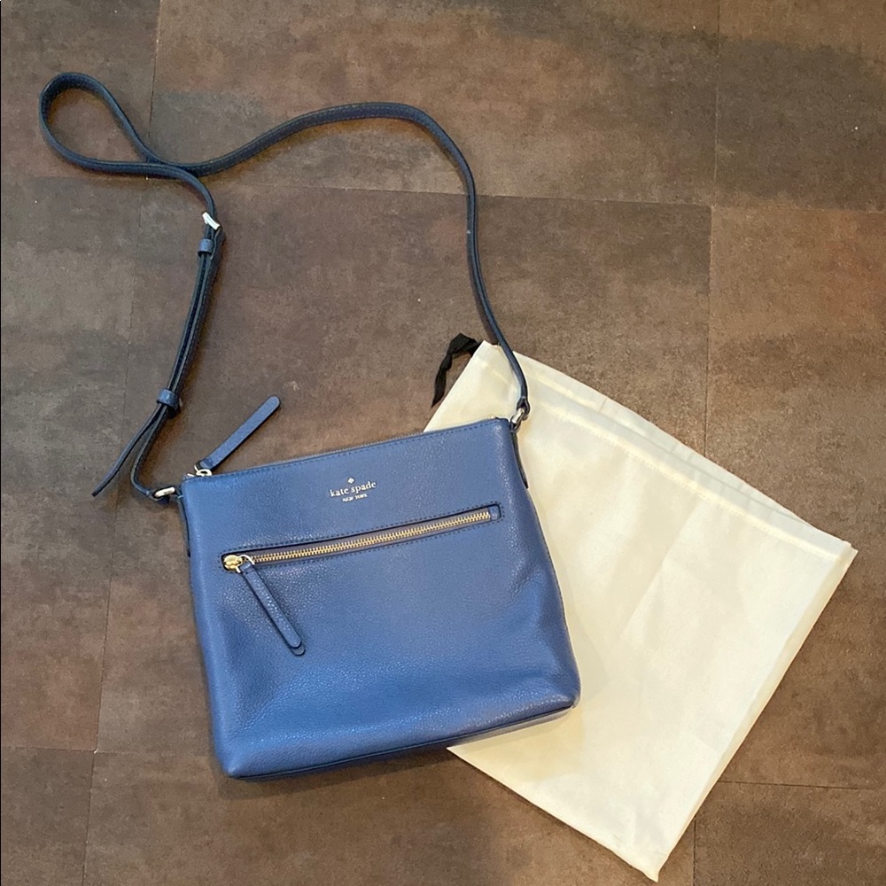 Kate Spade Blue Leather Crossbody Bag with Adjustable Strap
